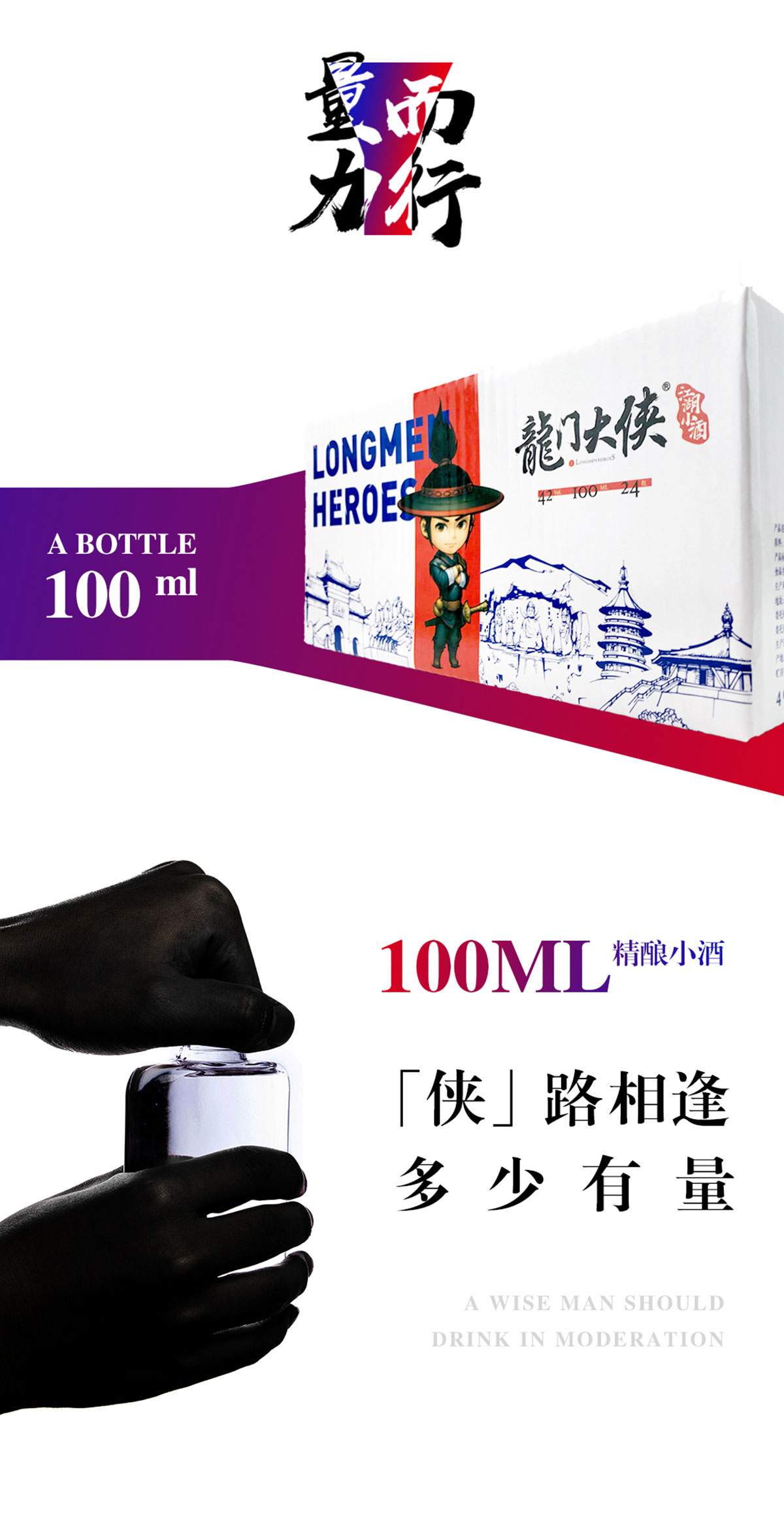 龙门大侠文化小酒 文化版42度 浓香型高度白酒